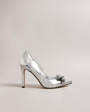 Chaussures à Talons Ted Baker Crystal Bow Court Argent Femme | VWA-09157366